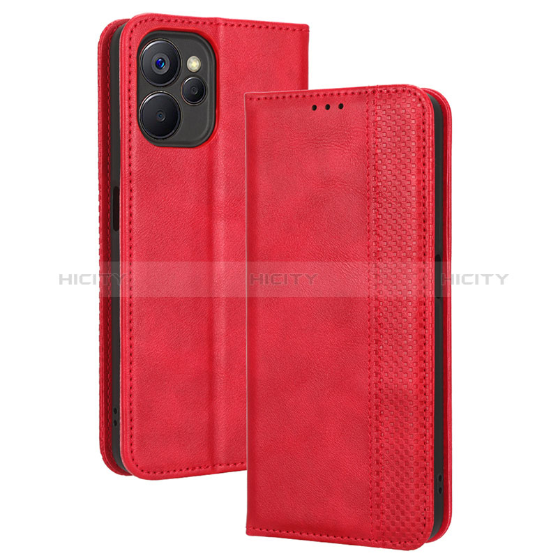 Custodia Portafoglio In Pelle Cover con Supporto BY4 per Realme 10 5G Rosso