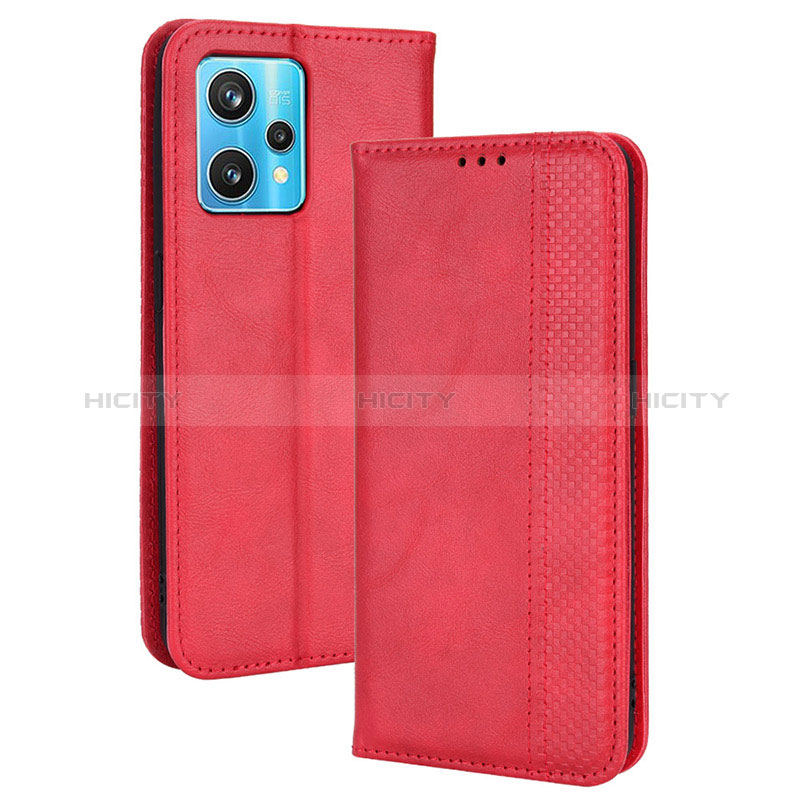 Custodia Portafoglio In Pelle Cover con Supporto BY4 per Realme 9 4G Rosso