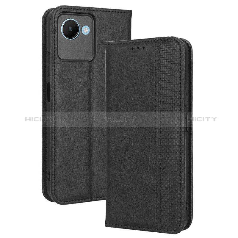 Custodia Portafoglio In Pelle Cover con Supporto BY4 per Realme C30 Nero