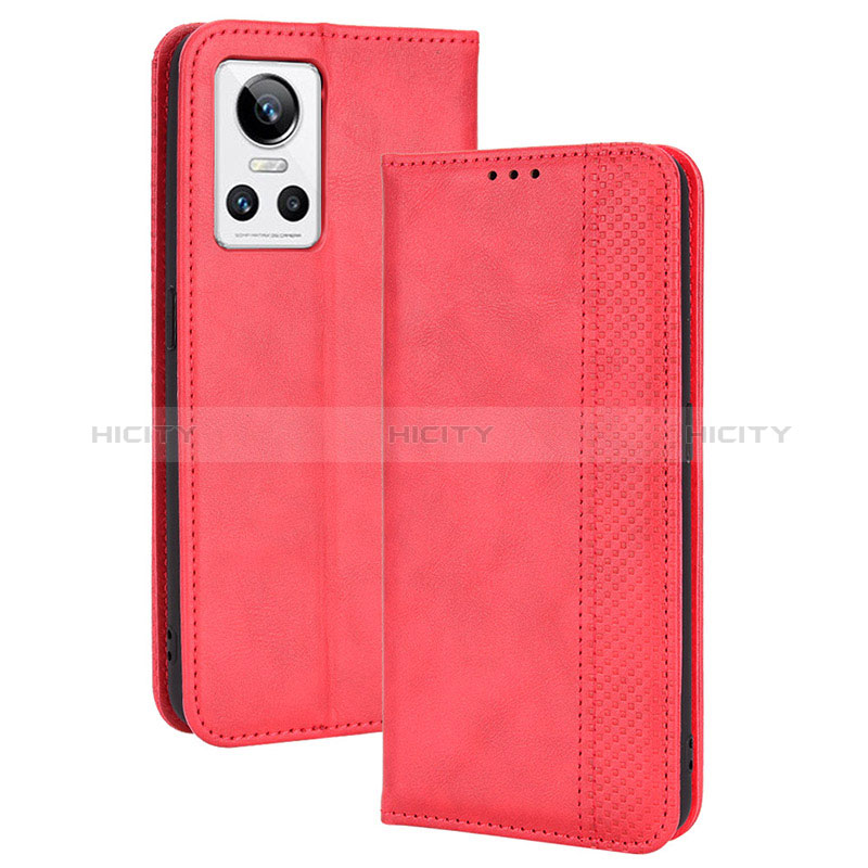 Custodia Portafoglio In Pelle Cover con Supporto BY4 per Realme GT Neo3 5G Rosso