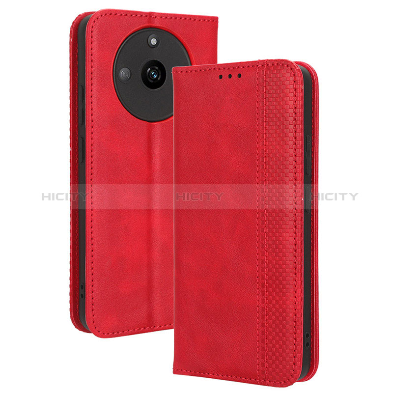 Custodia Portafoglio In Pelle Cover con Supporto BY4 per Realme Narzo 60 5G Rosso