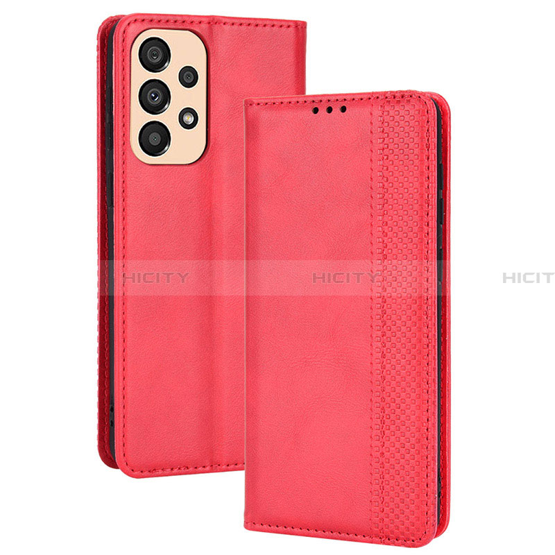 Custodia Portafoglio In Pelle Cover con Supporto BY4 per Samsung Galaxy A23 4G Rosso