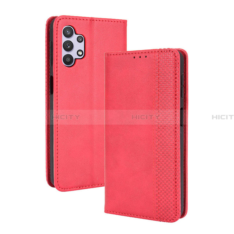 Custodia Portafoglio In Pelle Cover con Supporto BY4 per Samsung Galaxy A32 4G Rosso