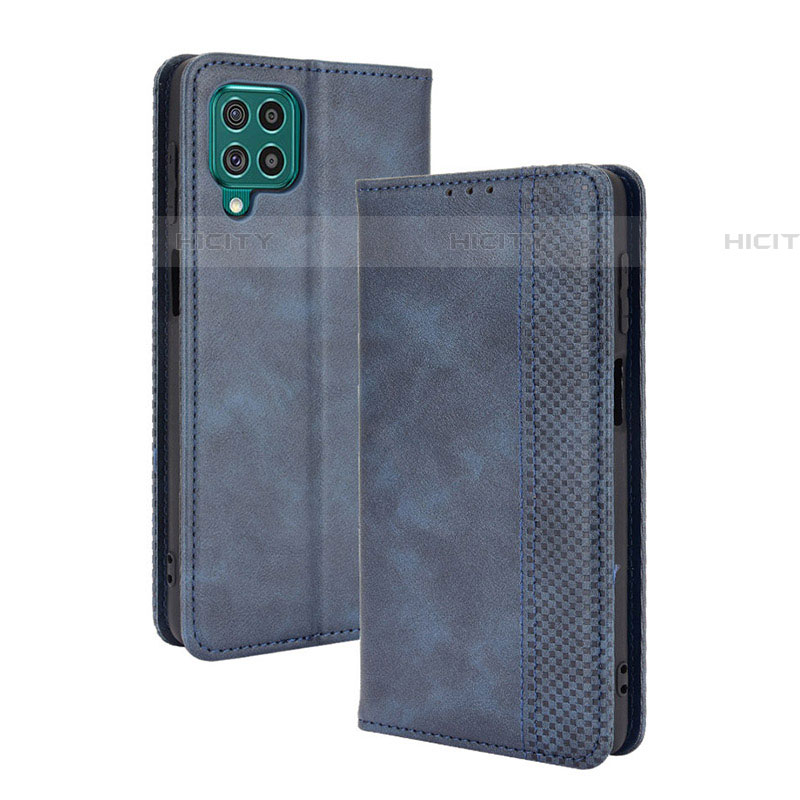 Custodia Portafoglio In Pelle Cover con Supporto BY4 per Samsung Galaxy F62 5G Blu