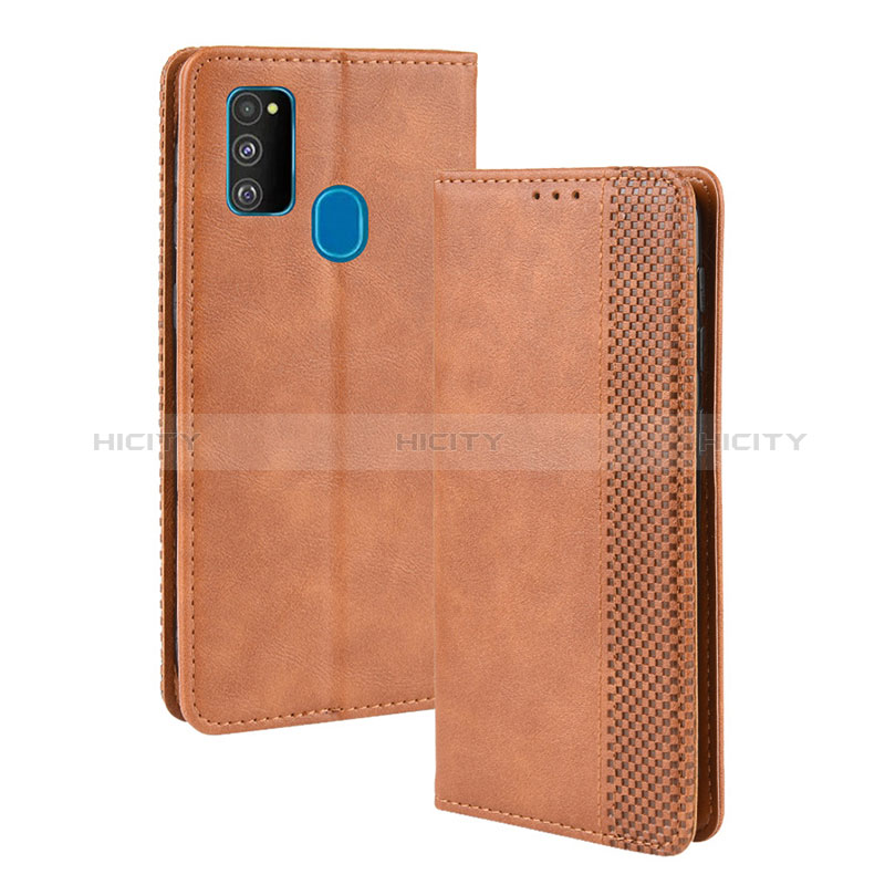 Custodia Portafoglio In Pelle Cover con Supporto BY4 per Samsung Galaxy M21 Marrone