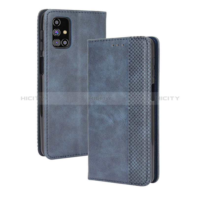 Custodia Portafoglio In Pelle Cover con Supporto BY4 per Samsung Galaxy M31s Blu