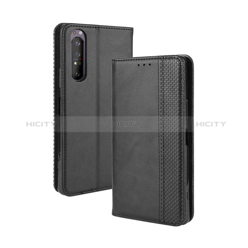 Custodia Portafoglio In Pelle Cover con Supporto BY4 per Sony Xperia 1 II Nero