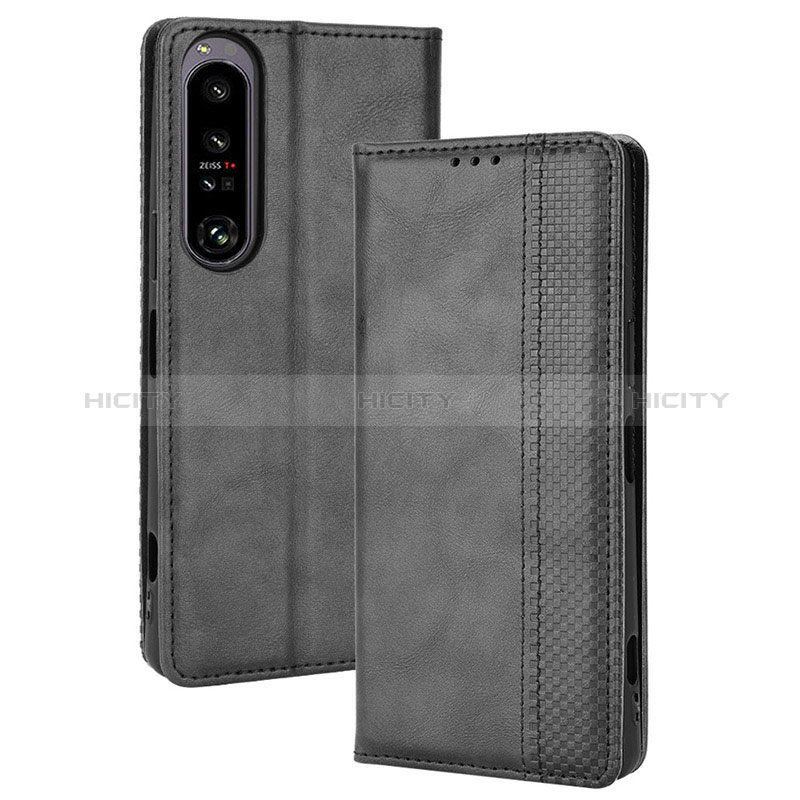 Custodia Portafoglio In Pelle Cover con Supporto BY4 per Sony Xperia 1 IV Nero