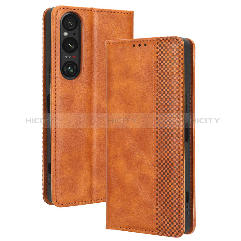 Custodia Portafoglio In Pelle Cover con Supporto BY4 per Sony Xperia 1 V