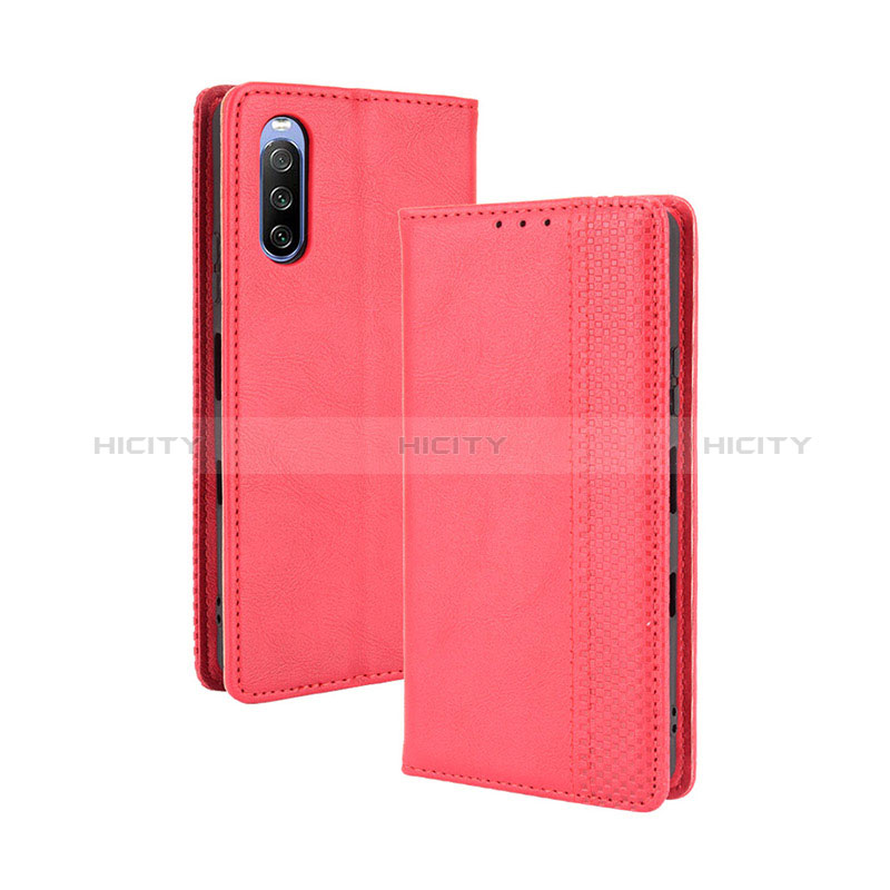 Custodia Portafoglio In Pelle Cover con Supporto BY4 per Sony Xperia 10 III Lite Rosso