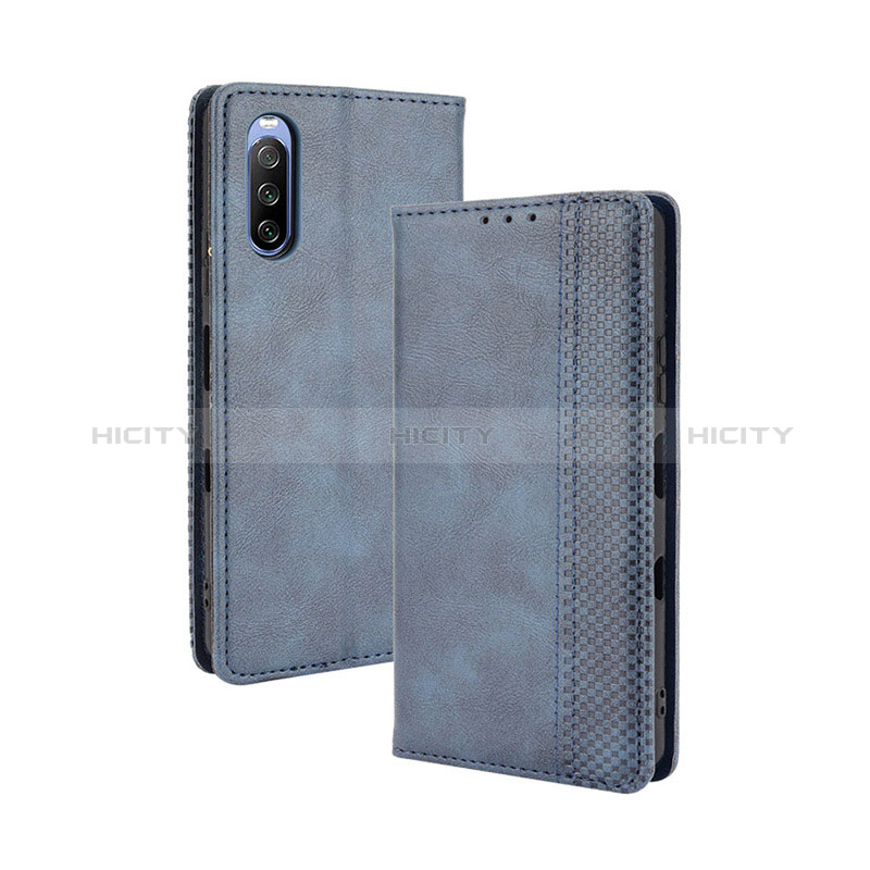 Custodia Portafoglio In Pelle Cover con Supporto BY4 per Sony Xperia 10 III SOG04 Blu