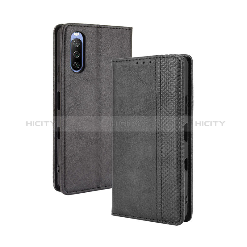 Custodia Portafoglio In Pelle Cover con Supporto BY4 per Sony Xperia 10 III SOG04 Nero