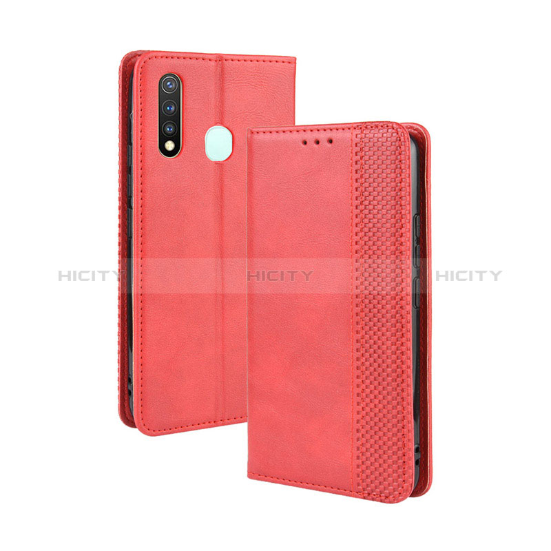 Custodia Portafoglio In Pelle Cover con Supporto BY4 per Vivo Y5s Rosso