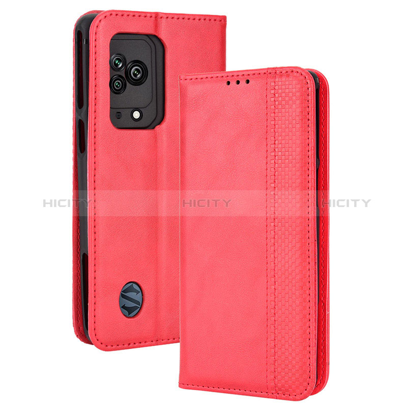 Custodia Portafoglio In Pelle Cover con Supporto BY4 per Xiaomi Black Shark 5 5G Rosso