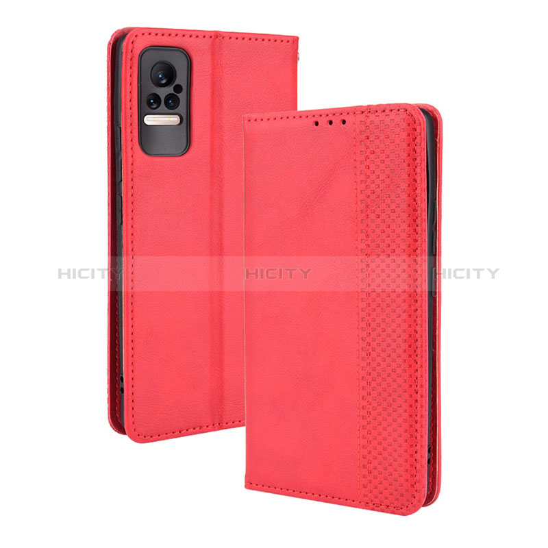 Custodia Portafoglio In Pelle Cover con Supporto BY4 per Xiaomi Civi 1S 5G Rosso