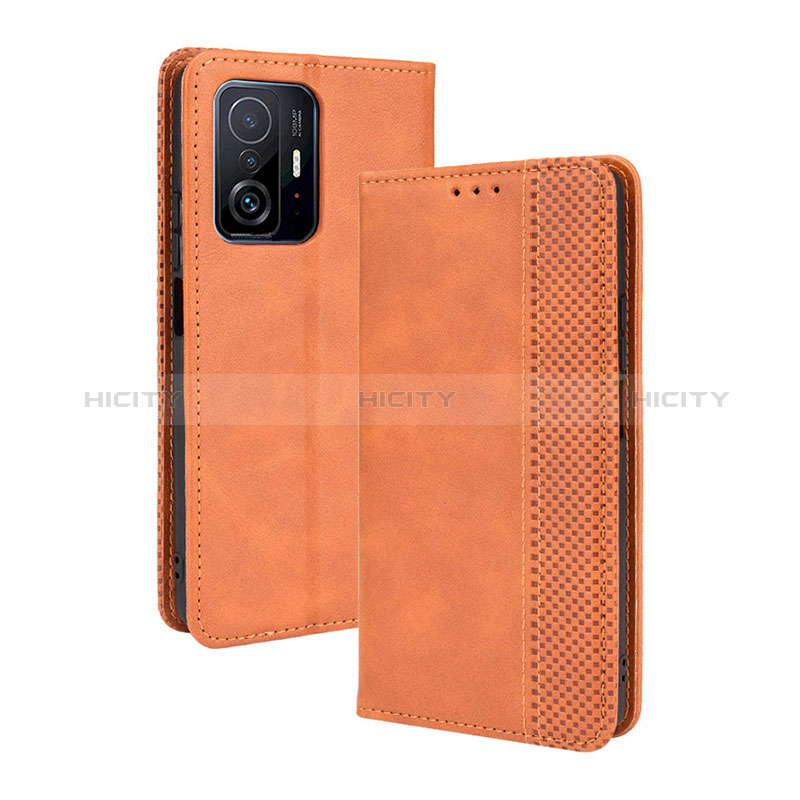 Custodia Portafoglio In Pelle Cover con Supporto BY4 per Xiaomi Mi 11T 5G Marrone