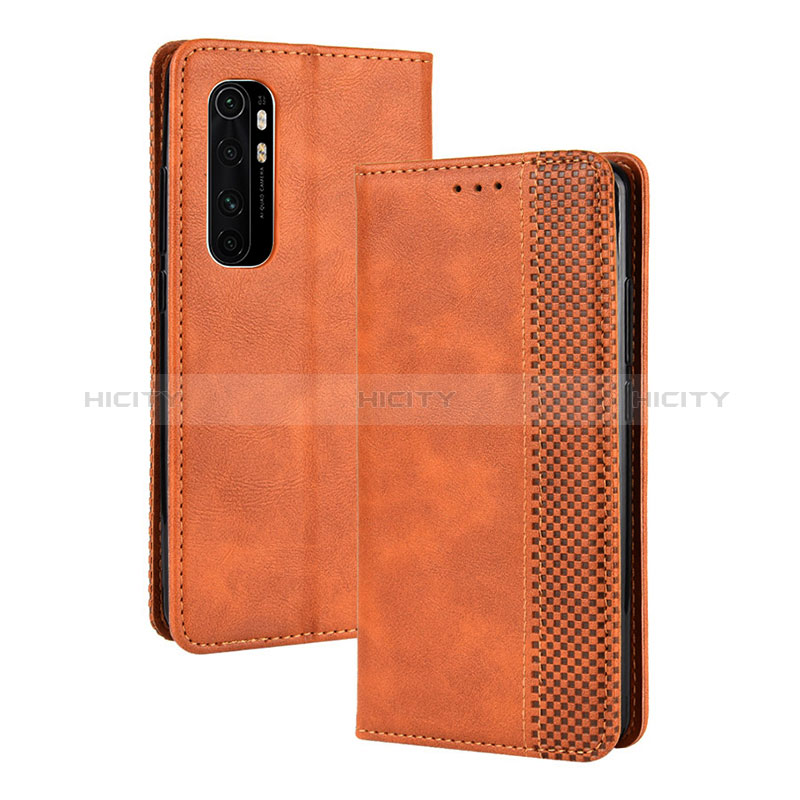 Custodia Portafoglio In Pelle Cover con Supporto BY4 per Xiaomi Mi Note 10 Lite Marrone