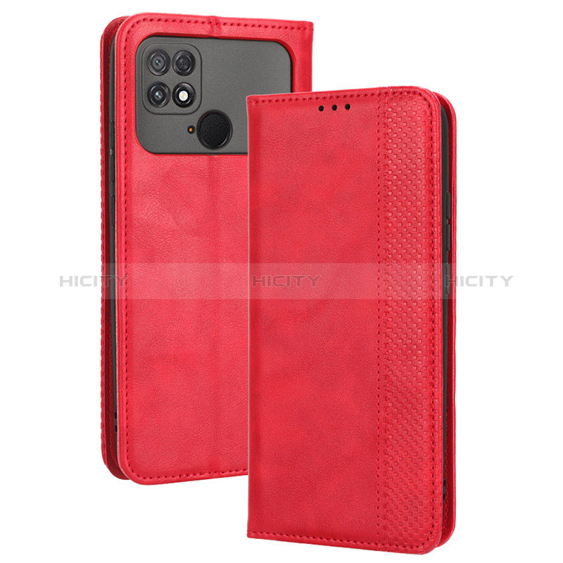 Custodia Portafoglio In Pelle Cover con Supporto BY4 per Xiaomi Poco C40 Rosso