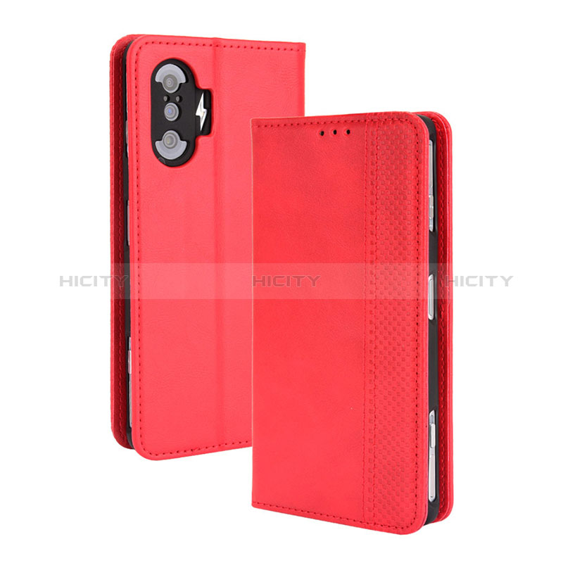 Custodia Portafoglio In Pelle Cover con Supporto BY4 per Xiaomi Poco F3 GT 5G Rosso