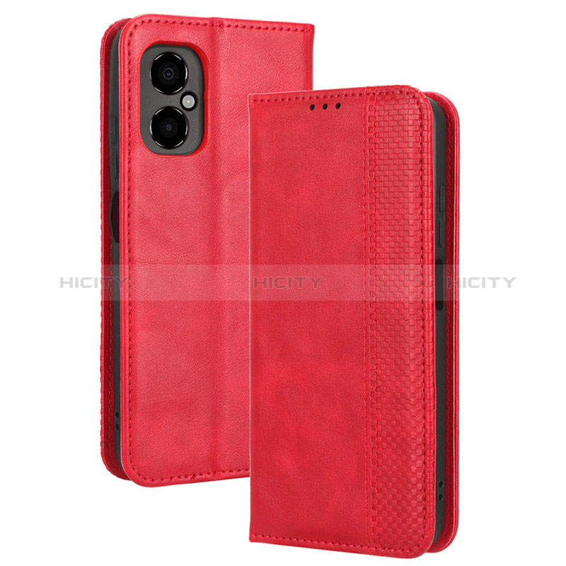 Custodia Portafoglio In Pelle Cover con Supporto BY4 per Xiaomi Poco M4 5G Rosso