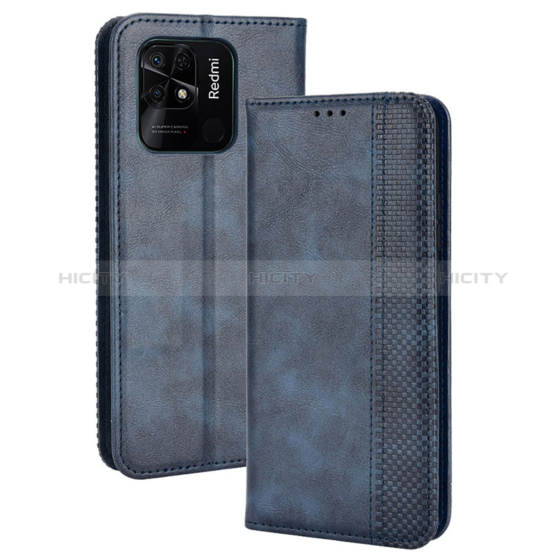 Custodia Portafoglio In Pelle Cover con Supporto BY4 per Xiaomi Redmi 10 India Blu