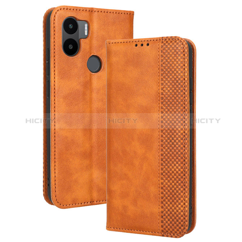 Custodia Portafoglio In Pelle Cover con Supporto BY4 per Xiaomi Redmi A1 Plus Marrone