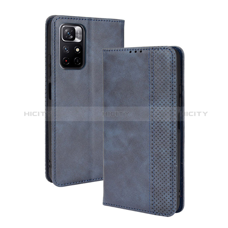 Custodia Portafoglio In Pelle Cover con Supporto BY4 per Xiaomi Redmi Note 11 5G Blu