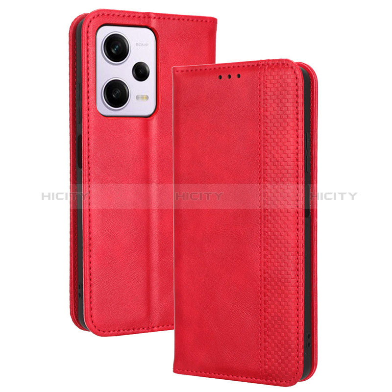 Custodia Portafoglio In Pelle Cover con Supporto BY4 per Xiaomi Redmi Note 12 Pro+ Plus 5G Rosso