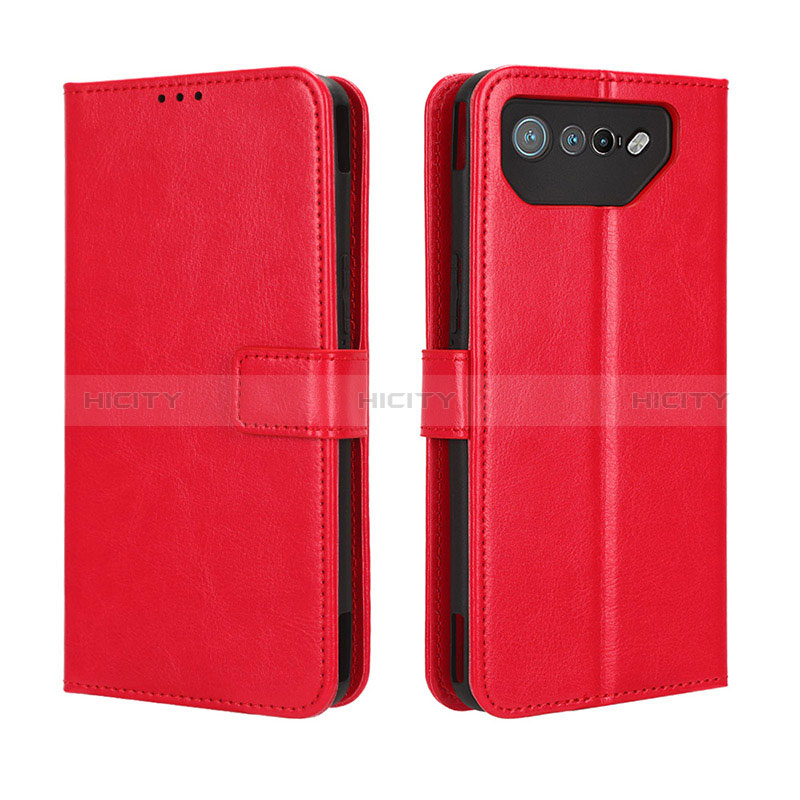 Custodia Portafoglio In Pelle Cover con Supporto BY5 per Asus ROG Phone 7 Ultimate Rosso