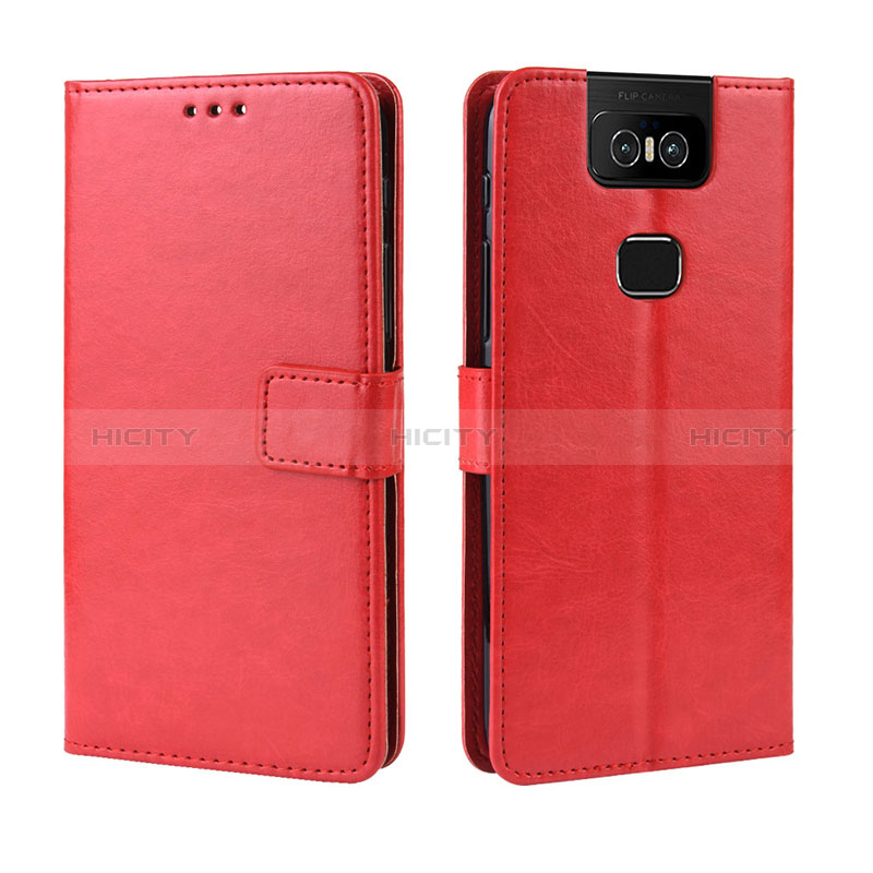 Custodia Portafoglio In Pelle Cover con Supporto BY5 per Asus Zenfone 6 ZS630KL Rosso