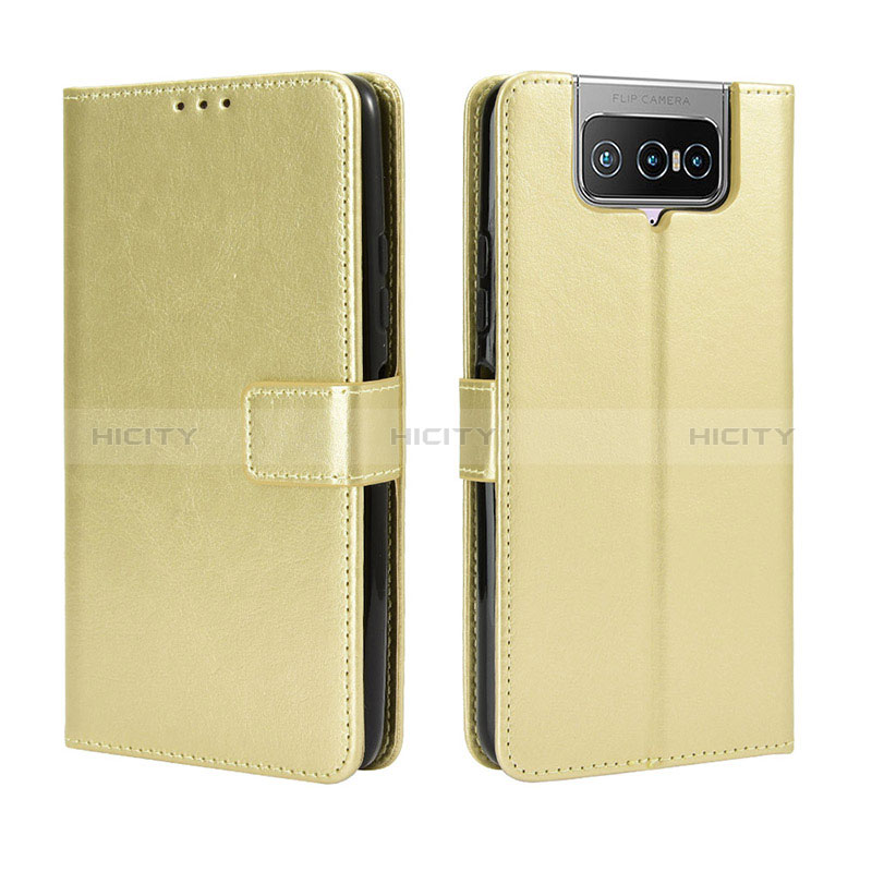 Custodia Portafoglio In Pelle Cover con Supporto BY5 per Asus ZenFone 8 Flip ZS672KS Oro