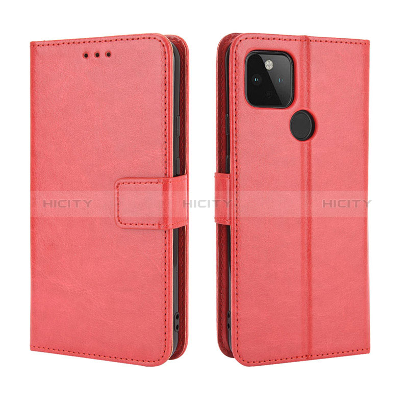 Custodia Portafoglio In Pelle Cover con Supporto BY5 per Google Pixel 5 XL 5G Rosso