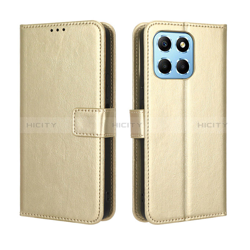 Custodia Portafoglio In Pelle Cover con Supporto BY5 per Huawei Honor X6 5G Oro