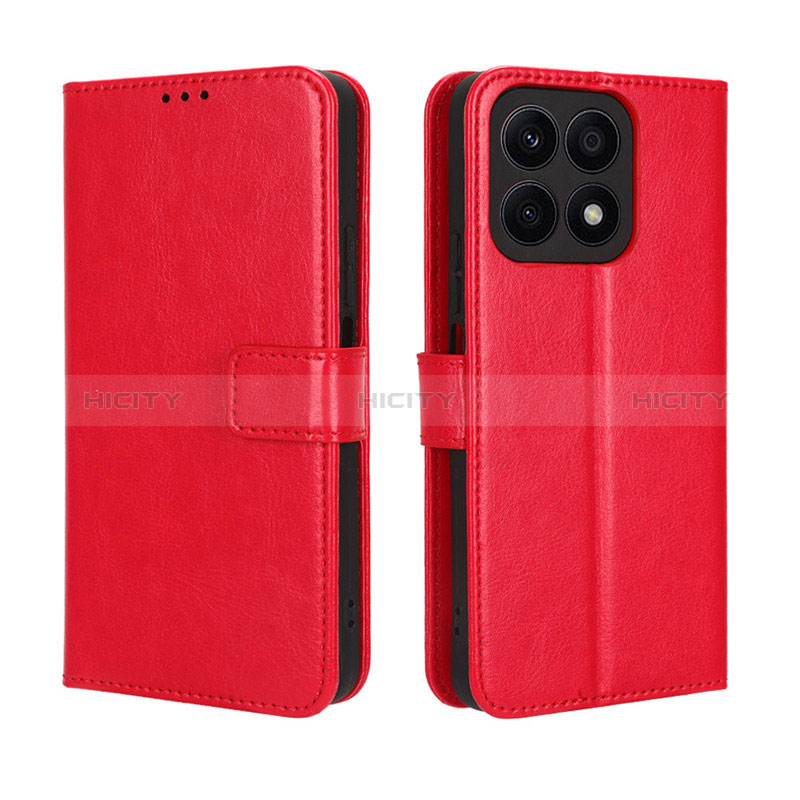 Custodia Portafoglio In Pelle Cover con Supporto BY5 per Huawei Honor X8a 4G Rosso