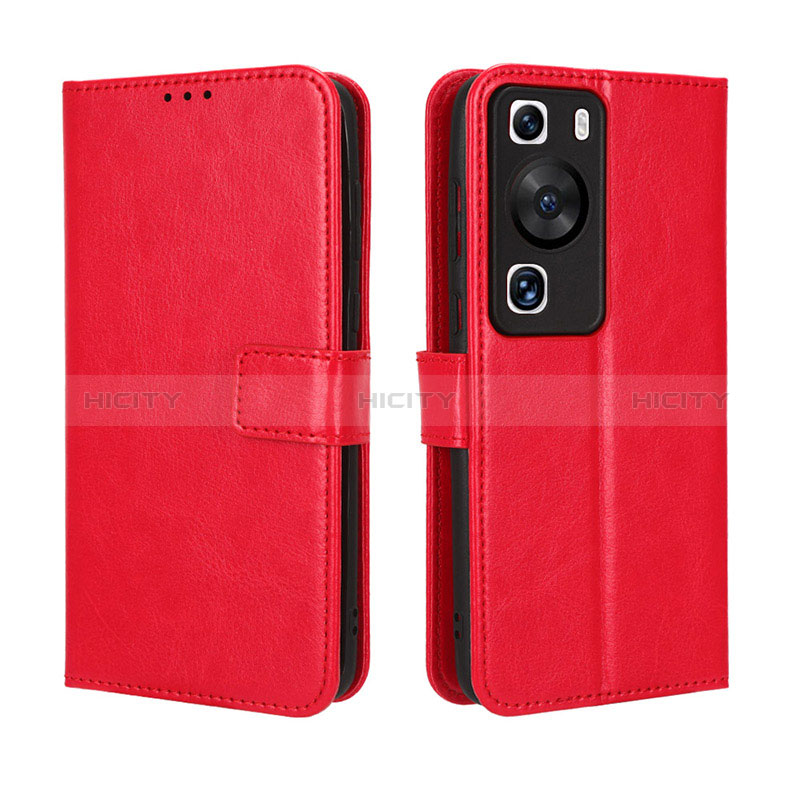 Custodia Portafoglio In Pelle Cover con Supporto BY5 per Huawei P60 Pro Rosso