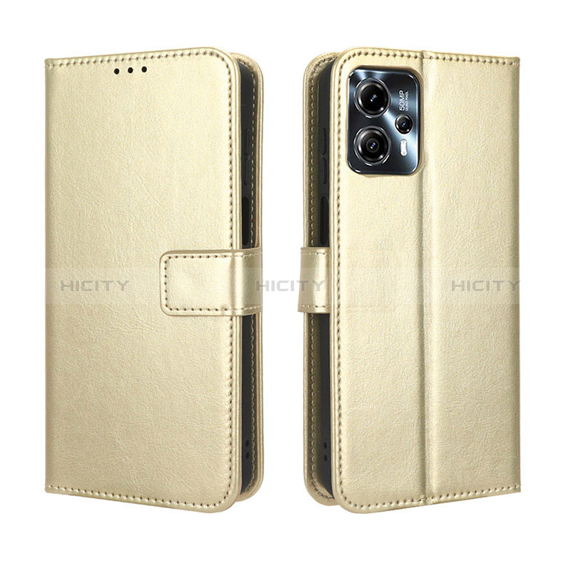 Custodia Portafoglio In Pelle Cover con Supporto BY5 per Motorola Moto G23 Oro