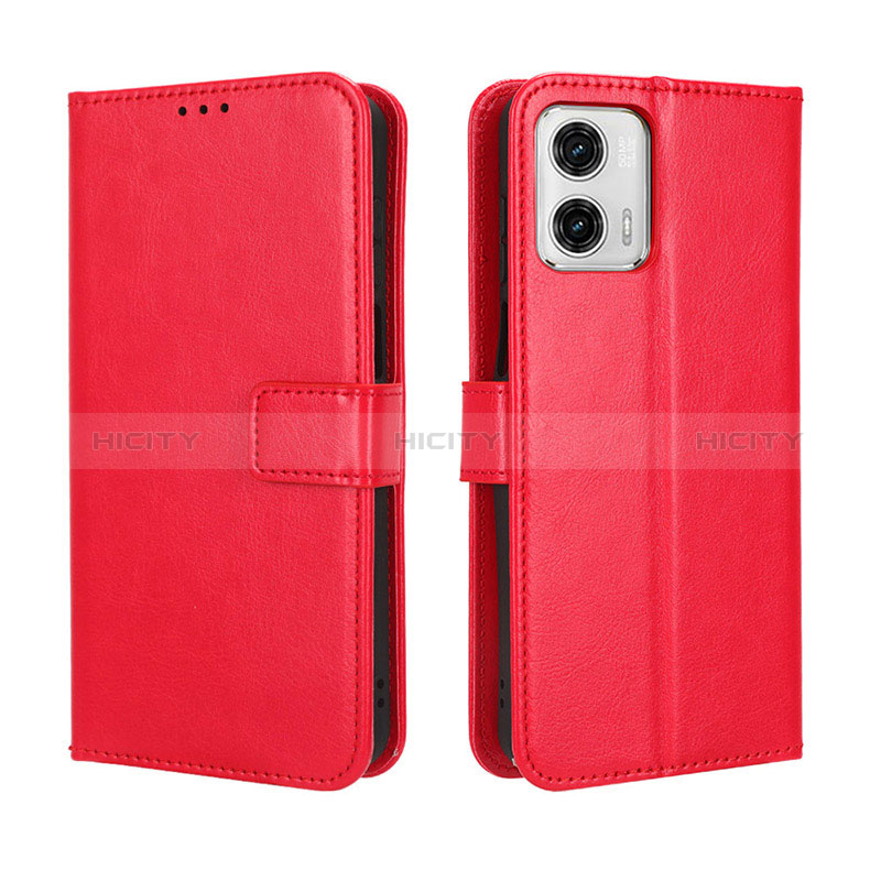 Custodia Portafoglio In Pelle Cover con Supporto BY5 per Motorola Moto G53 5G Rosso