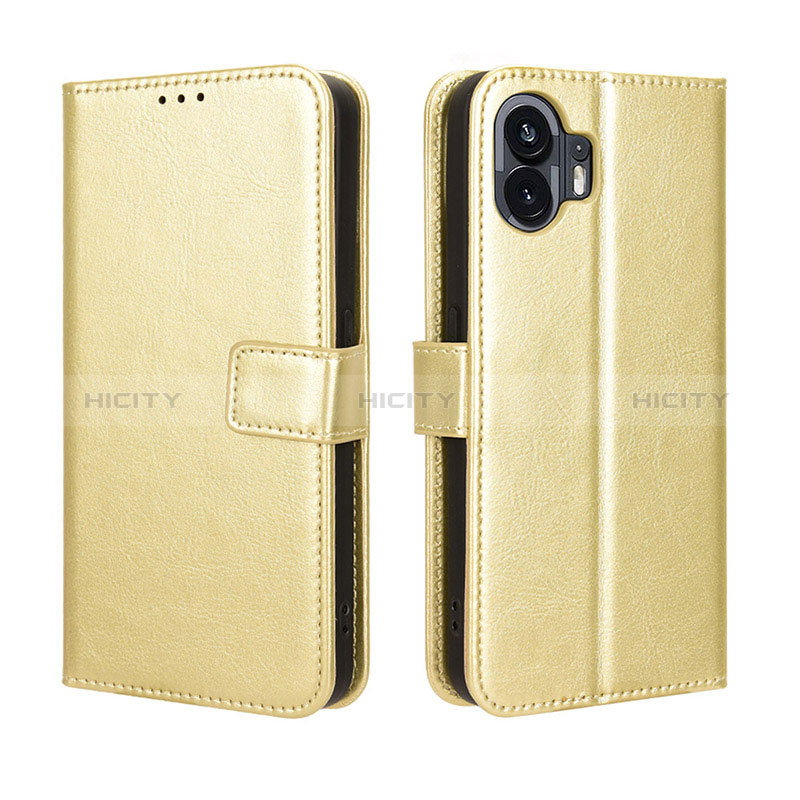 Custodia Portafoglio In Pelle Cover con Supporto BY5 per Nothing Phone 2 Oro