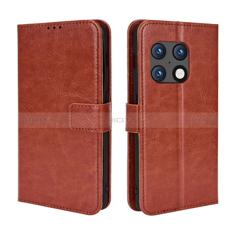 Custodia Portafoglio In Pelle Cover con Supporto BY5 per OnePlus 10 Pro 5G Marrone