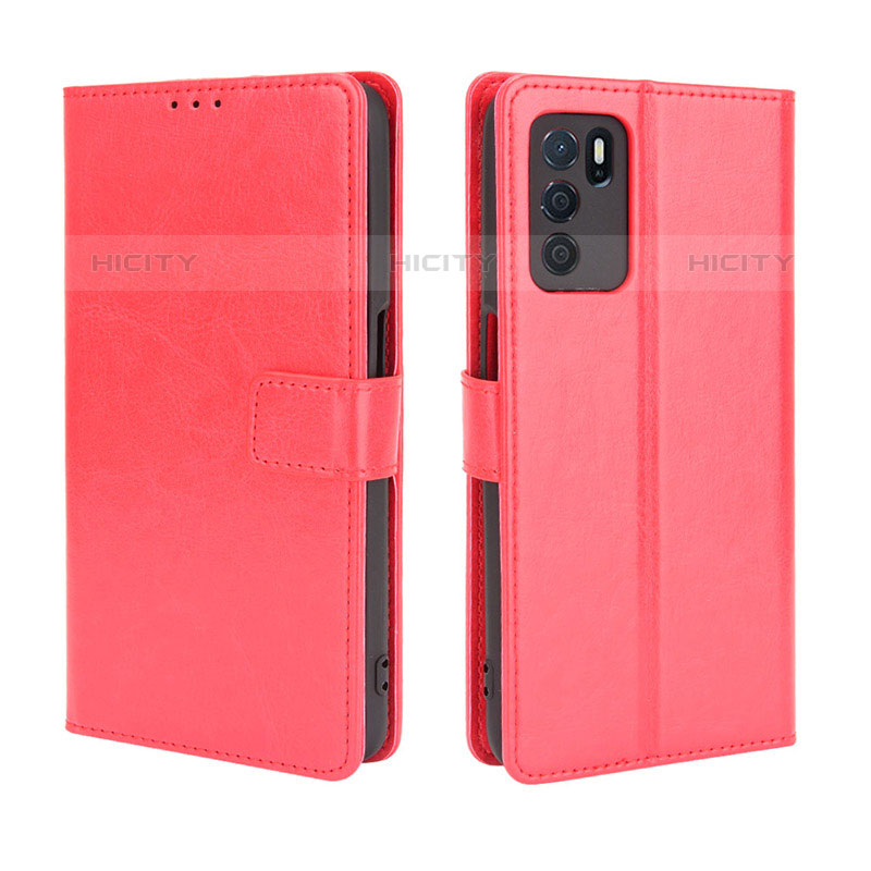 Custodia Portafoglio In Pelle Cover con Supporto BY5 per Oppo A16s Rosso