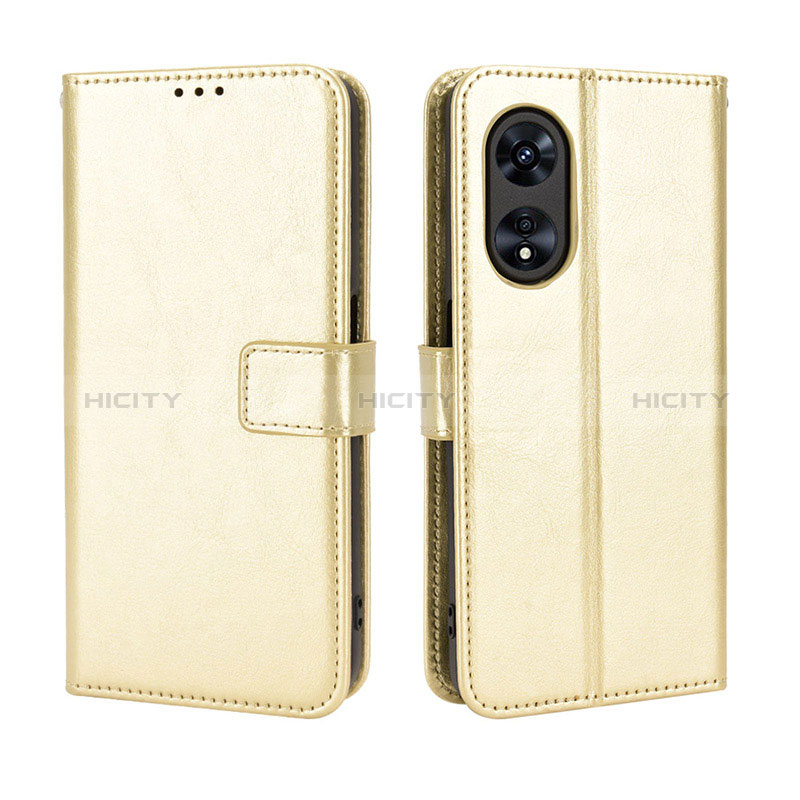 Custodia Portafoglio In Pelle Cover con Supporto BY5 per Oppo A58 5G Oro