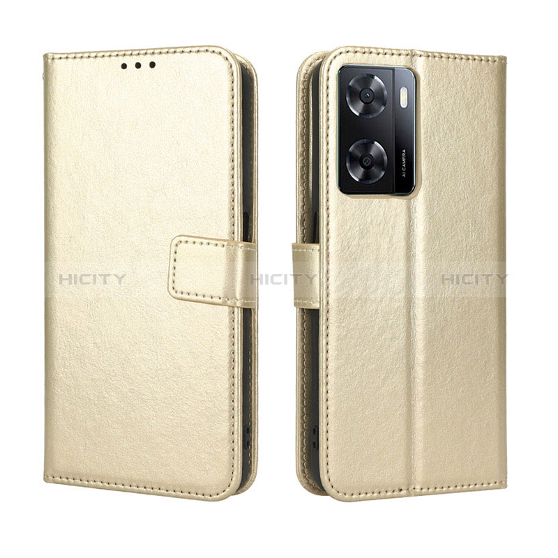 Custodia Portafoglio In Pelle Cover con Supporto BY5 per Oppo A77 4G Oro