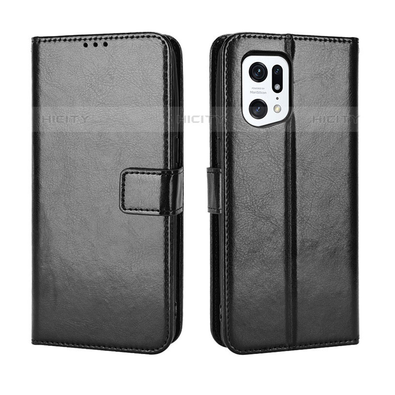 Custodia Portafoglio In Pelle Cover con Supporto BY5 per Oppo Find X5 Pro 5G Nero