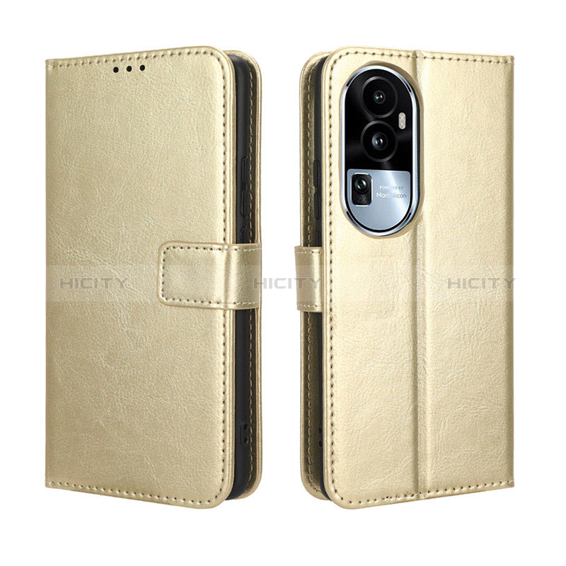 Custodia Portafoglio In Pelle Cover con Supporto BY5 per Oppo Reno10 Pro+ Plus 5G Oro