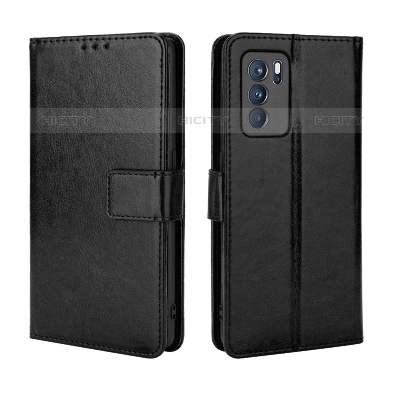 Custodia Portafoglio In Pelle Cover con Supporto BY5 per Oppo Reno6 Pro 5G India Nero