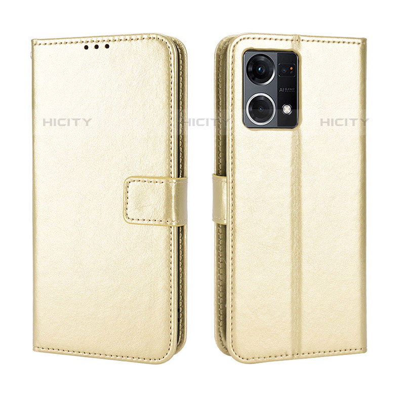 Custodia Portafoglio In Pelle Cover con Supporto BY5 per Oppo Reno7 4G Oro