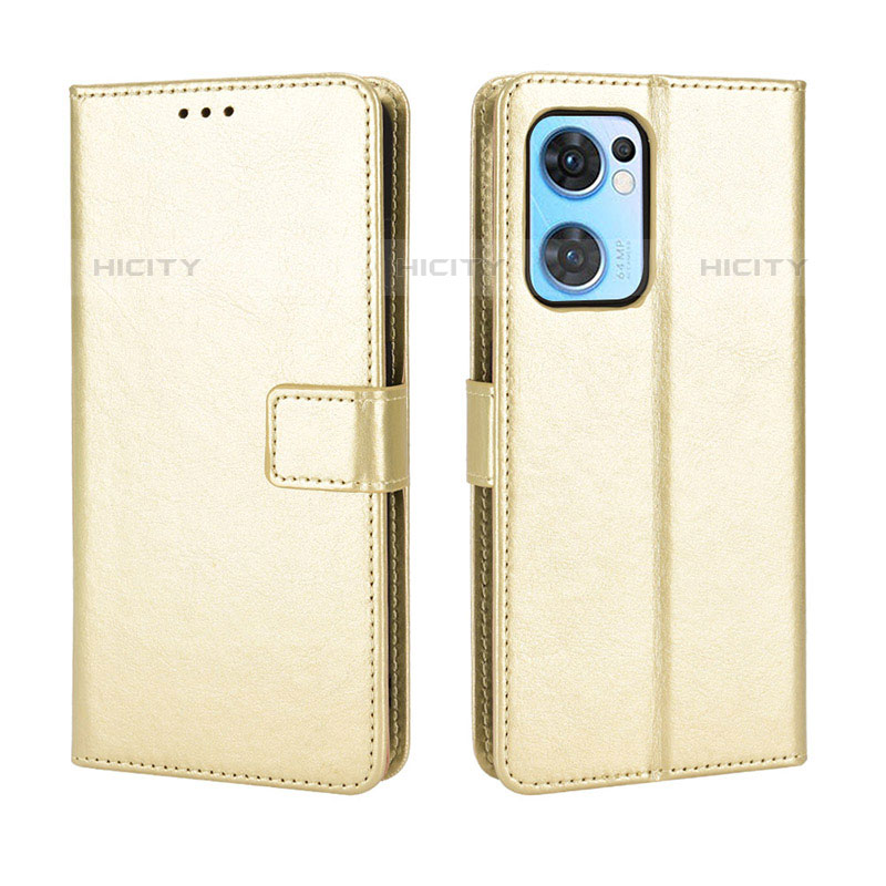 Custodia Portafoglio In Pelle Cover con Supporto BY5 per Oppo Reno7 5G Oro