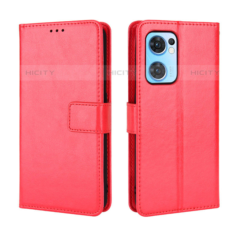 Custodia Portafoglio In Pelle Cover con Supporto BY5 per Oppo Reno7 5G Rosso