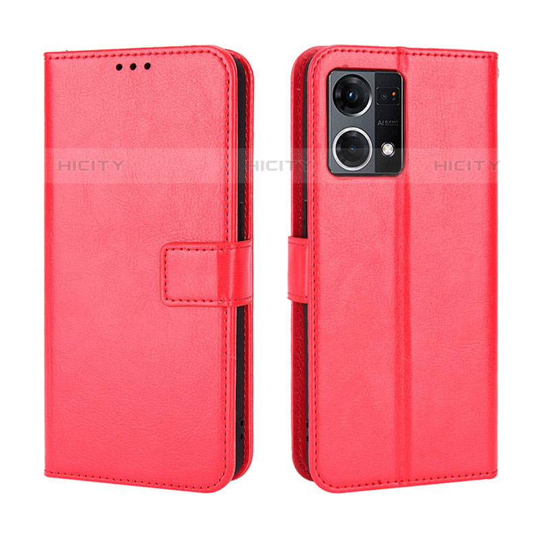 Custodia Portafoglio In Pelle Cover con Supporto BY5 per Oppo Reno8 4G Rosso