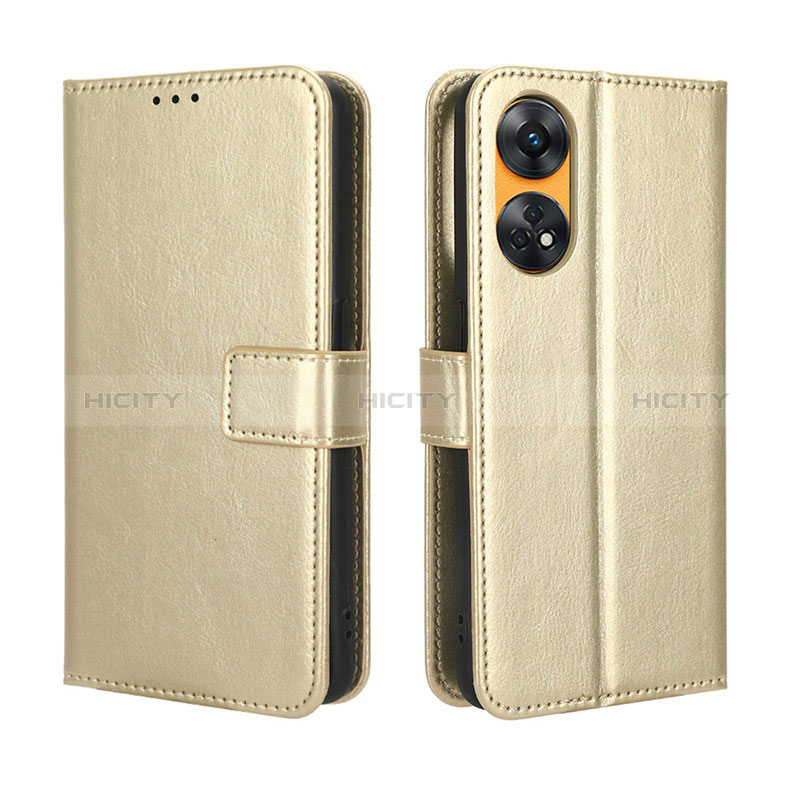 Custodia Portafoglio In Pelle Cover con Supporto BY5 per Oppo Reno8 T 4G Oro